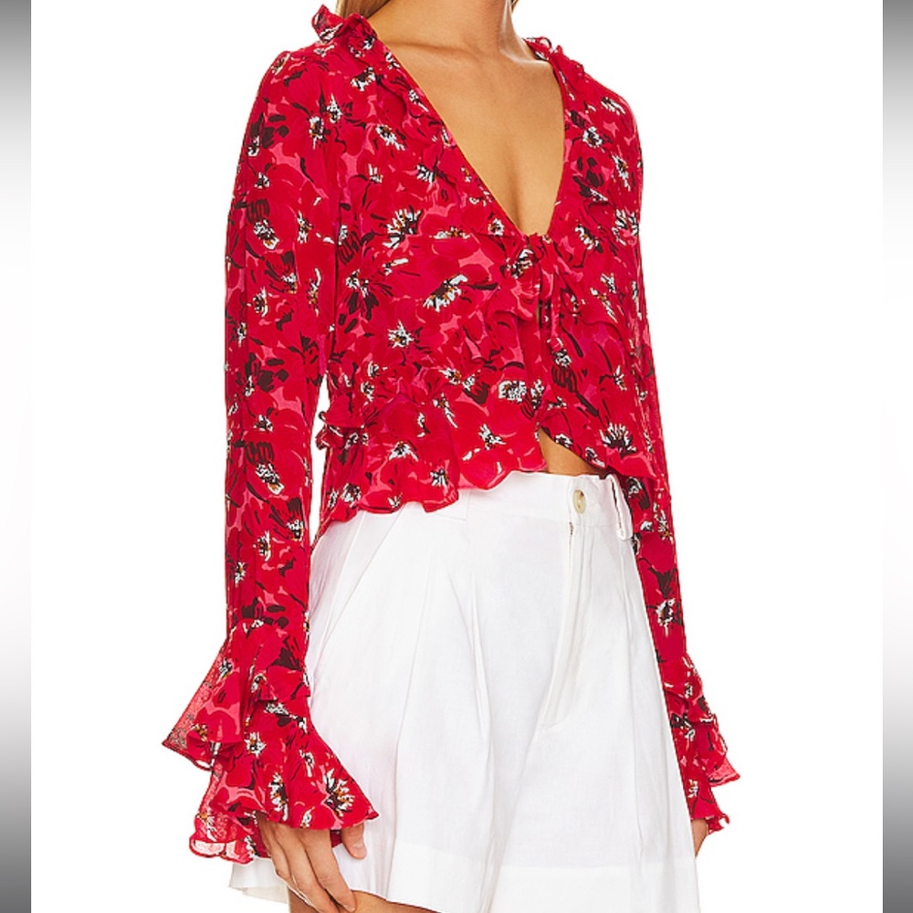 Top with tag Faithfull The Brand Floral Red Women's Top size 6 USA